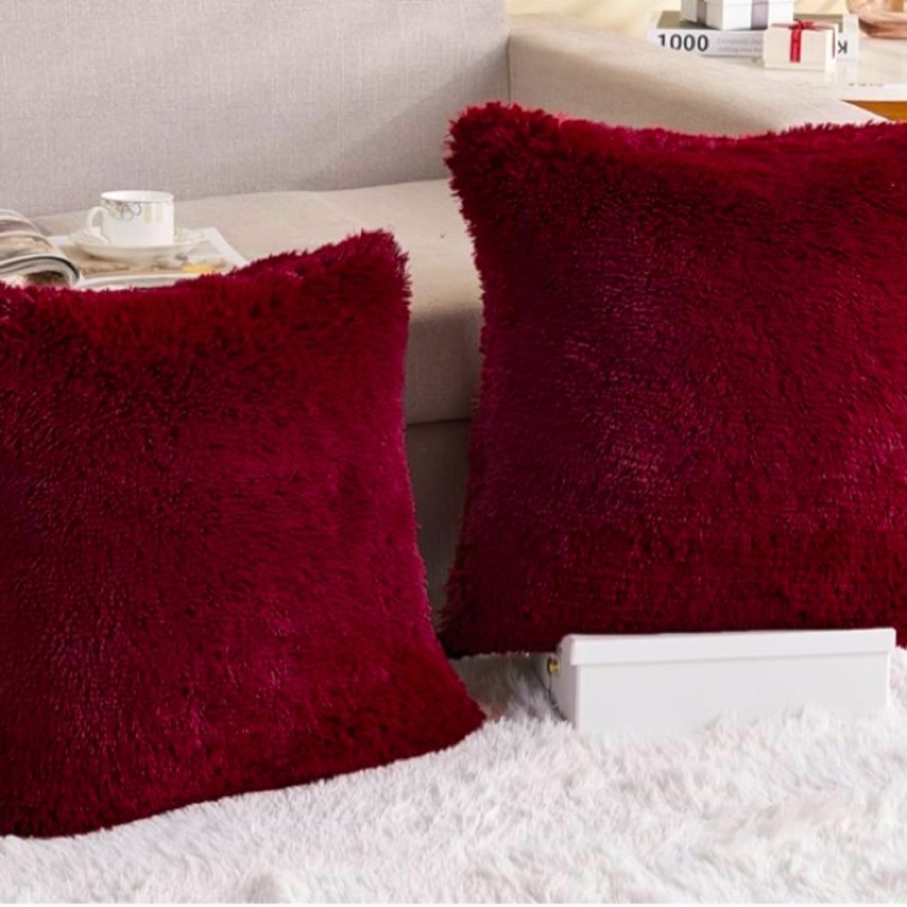 Cushion Cover for Sofa Bedding Car 18×18 Inch (Wine Red, 18×18
Inch (Pack of 2))